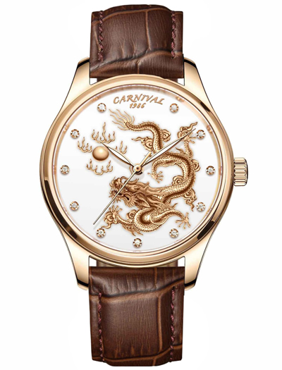 Đồng hồ Carnival Rồng Vàng Nhả Ngọc 51524G-T1